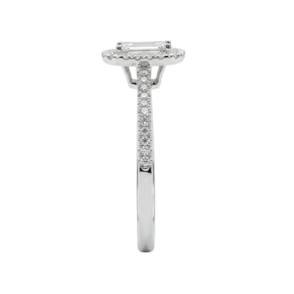 Lab-Grown Diamond Emerald-Cut Halo Engagement Ring in 14K White Gold or 14K Yellow Gold