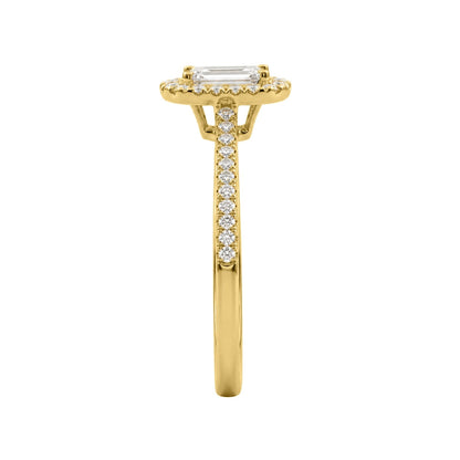 Lab-Grown Diamond Emerald-Cut Halo Engagement Ring in 14K White Gold or 14K Yellow Gold