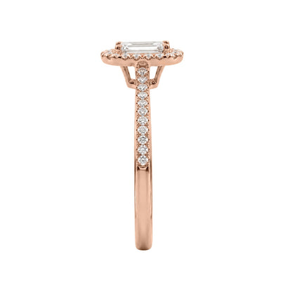 Lab-Grown Diamond Emerald-Cut Halo Engagement Ring in 14K White Gold or 14K Yellow Gold