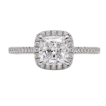 Lab-Grown Diamond Cushion Halo Engagement Ring in 14K White Gold or 14K Yellow Gold