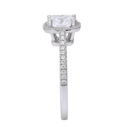 Lab-Grown Diamond Cushion Halo Engagement Ring in 14K White Gold or 14K Yellow Gold