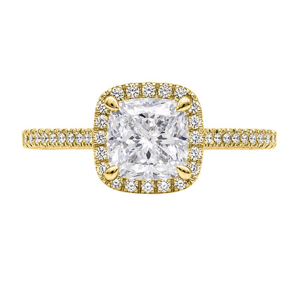 Lab-Grown Diamond Cushion Halo Engagement Ring in 14K White Gold or 14K Yellow Gold