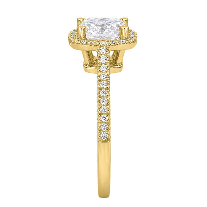Lab-Grown Diamond Cushion Halo Engagement Ring in 14K White Gold or 14K Yellow Gold