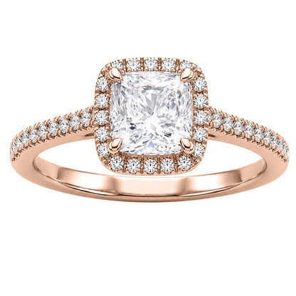 Lab-Grown Diamond Cushion Halo Engagement Ring in 14K White Gold or 14K Yellow Gold