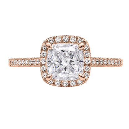Lab-Grown Diamond Cushion Halo Engagement Ring in 14K White Gold or 14K Yellow Gold