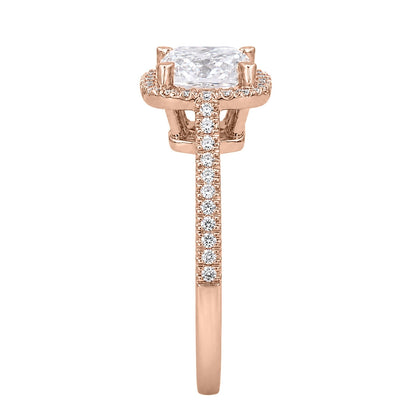 Lab-Grown Diamond Cushion Halo Engagement Ring in 14K White Gold or 14K Yellow Gold