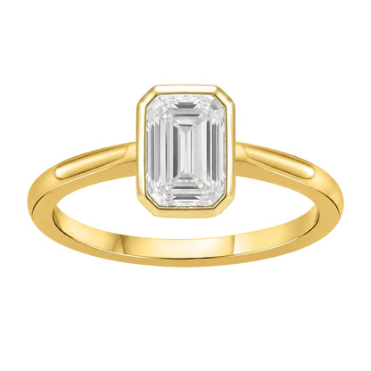 1 to 6 ct. T.W. Lab-Grown Diamond Emerald-Cut Solitaire Bezel Engagement Ring in 14K White Gold or 14K Yellow Gold