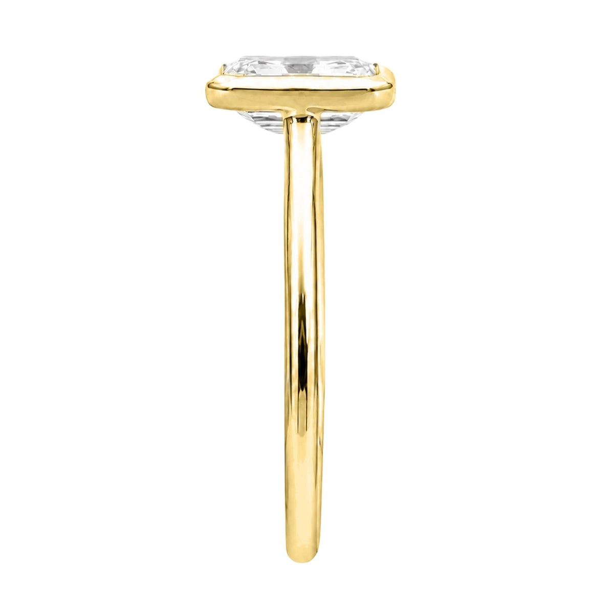 1 to 6 ct. T.W. Lab-Grown Diamond Emerald-Cut Solitaire Bezel Engagement Ring in 14K White Gold or 14K Yellow Gold
