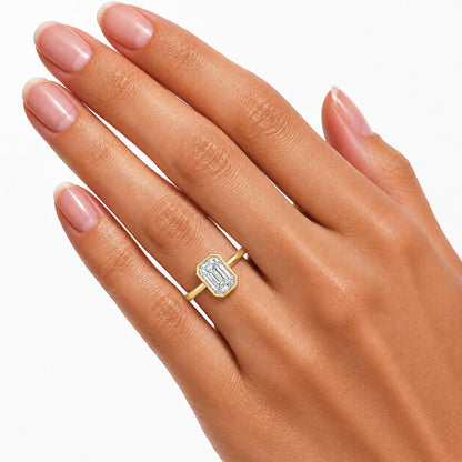 1 to 6 ct. T.W. Lab-Grown Diamond Emerald-Cut Solitaire Bezel Engagement Ring in 14K White Gold or 14K Yellow Gold
