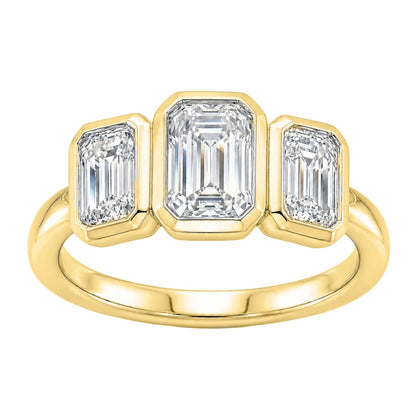 2.5 ct. T.W. Lab-Grown Diamond Emerald-Cut Three-Stone Engagement Ring in 14K White Gold or 14K Yellow Gold