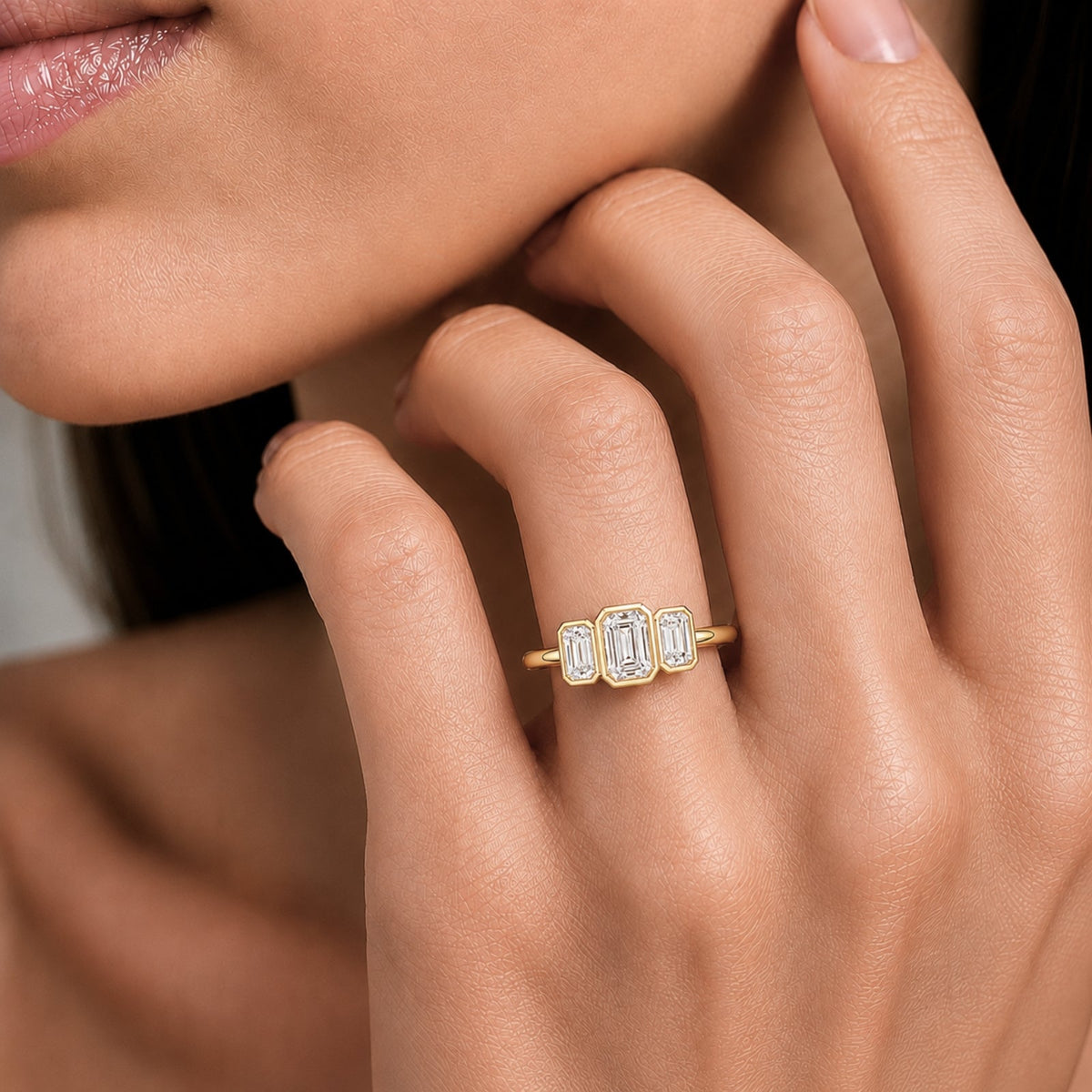 2.5 ct. T.W. Lab-Grown Diamond Emerald-Cut Three-Stone Engagement Ring in 14K White Gold or 14K Yellow Gold