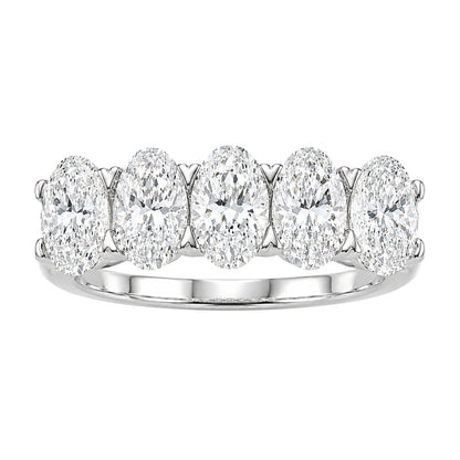 Lab-Grown Diamond Oval Five-Stone Wedding Ring in 14K White Gold or 14K Yellow Gold
