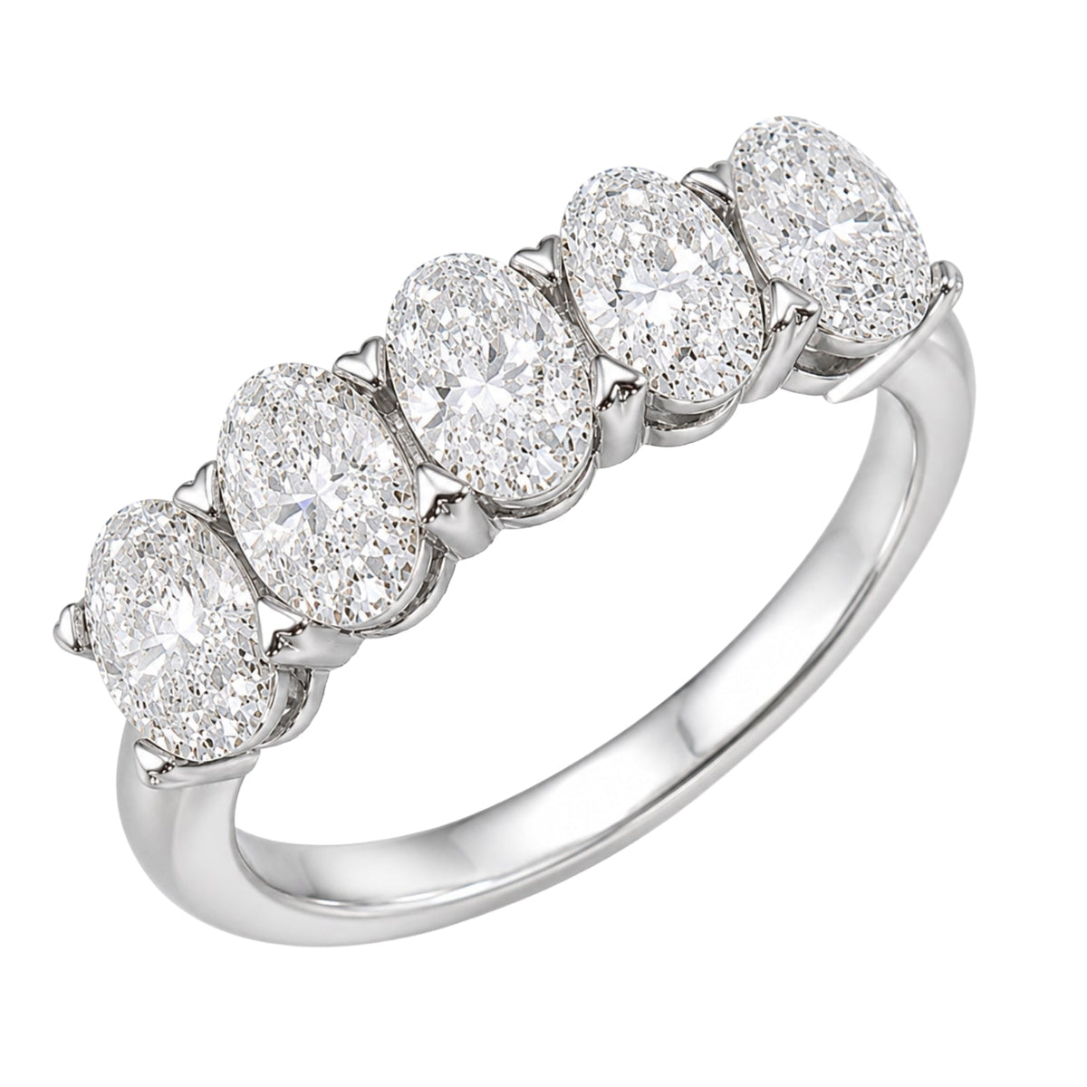 Lab-Grown Diamond Oval Five-Stone Wedding Ring in 14K White Gold or 14K Yellow Gold