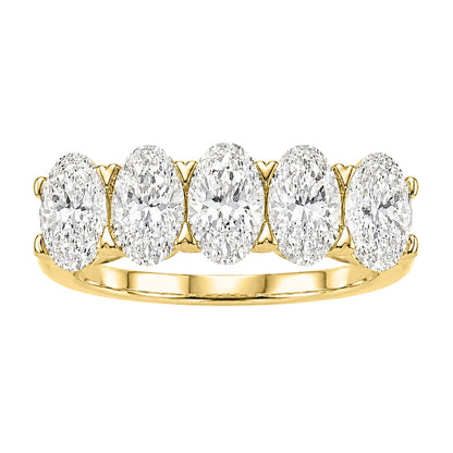 Lab-Grown Diamond Oval Five-Stone Wedding Ring in 14K White Gold or 14K Yellow Gold
