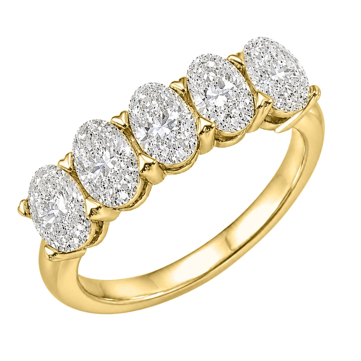 Lab-Grown Diamond Oval Five-Stone Wedding Ring in 14K White Gold or 14K Yellow Gold