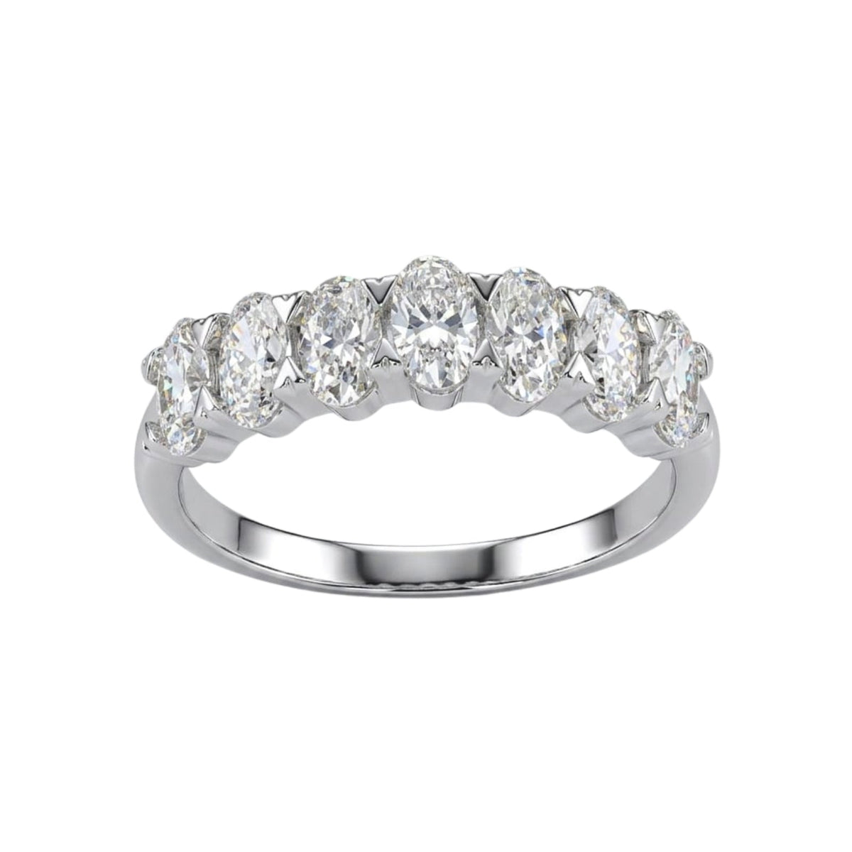 Lab-Grown Diamond Oval Seven-Stone Wedding Ring in 14K White Gold or 14K Yellow Gold