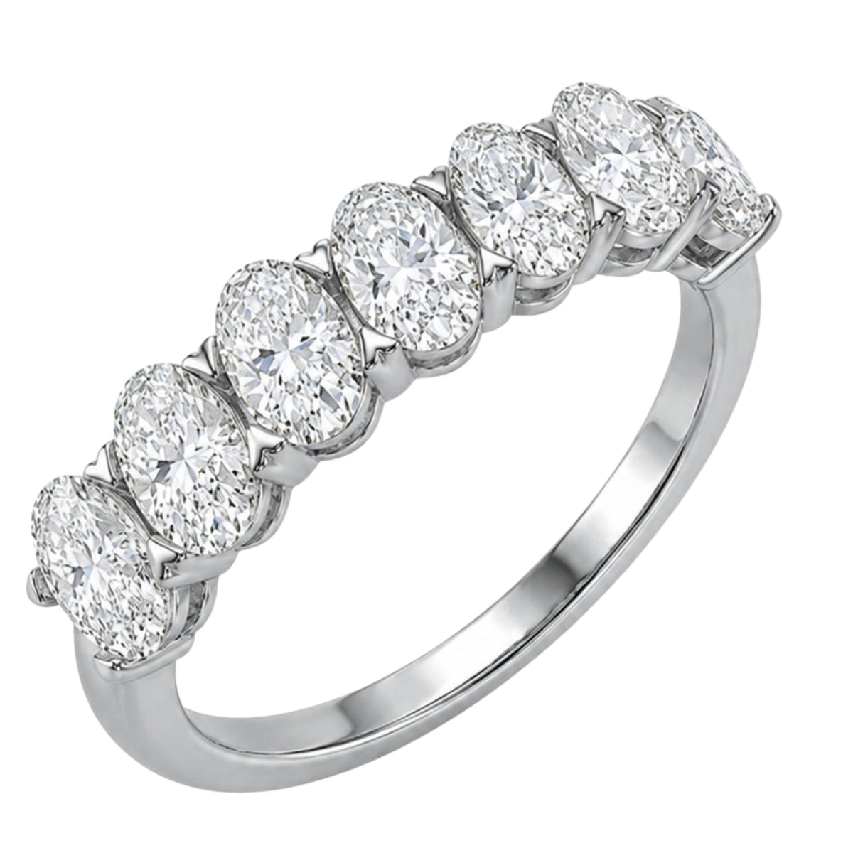 Lab-Grown Diamond Oval Seven-Stone Wedding Ring in 14K White Gold or 14K Yellow Gold