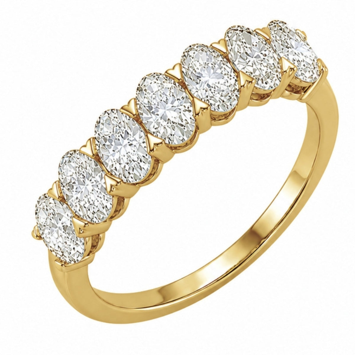 Lab-Grown Diamond Oval Seven-Stone Wedding Ring in 14K White Gold or 14K Yellow Gold