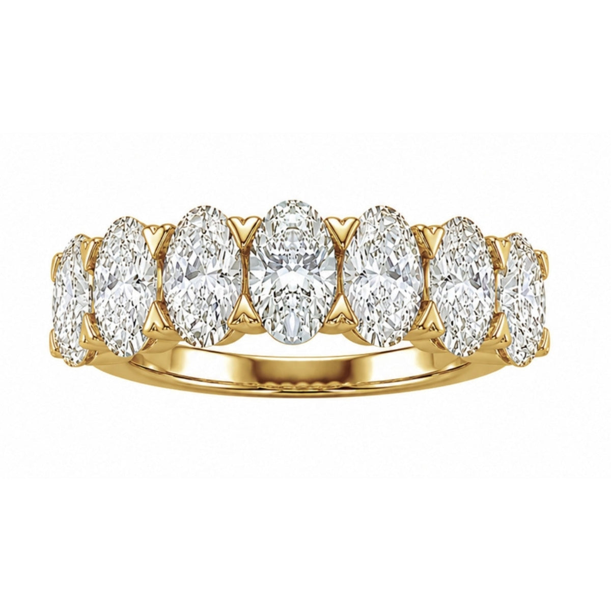 Lab-Grown Diamond Oval Seven-Stone Wedding Ring in 14K White Gold or 14K Yellow Gold