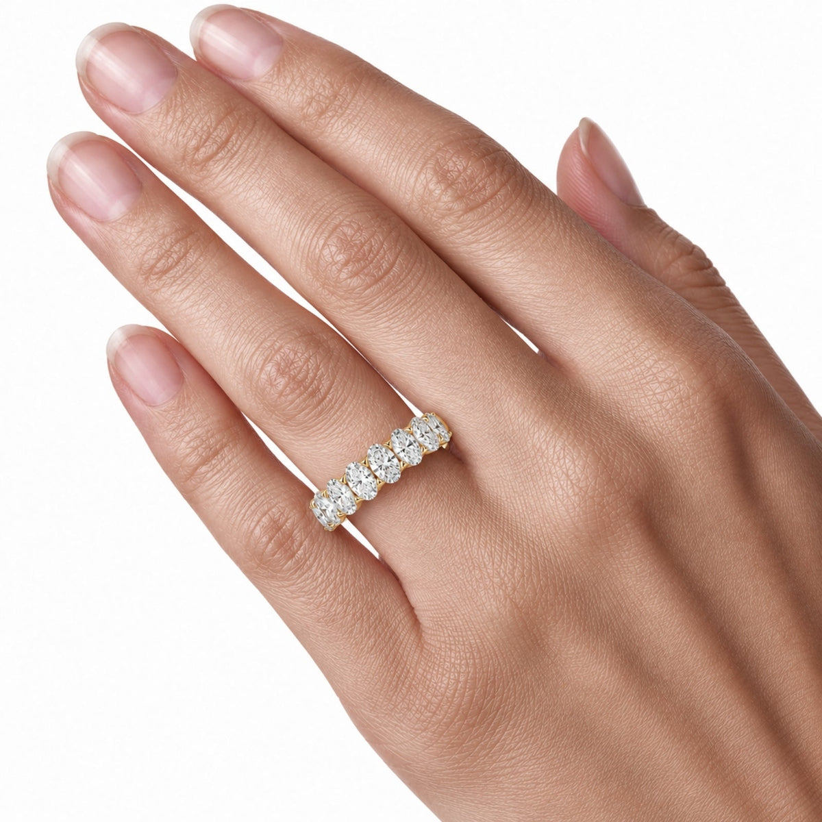 Lab-Grown Diamond Oval Seven-Stone Wedding Ring in 14K White Gold or 14K Yellow Gold