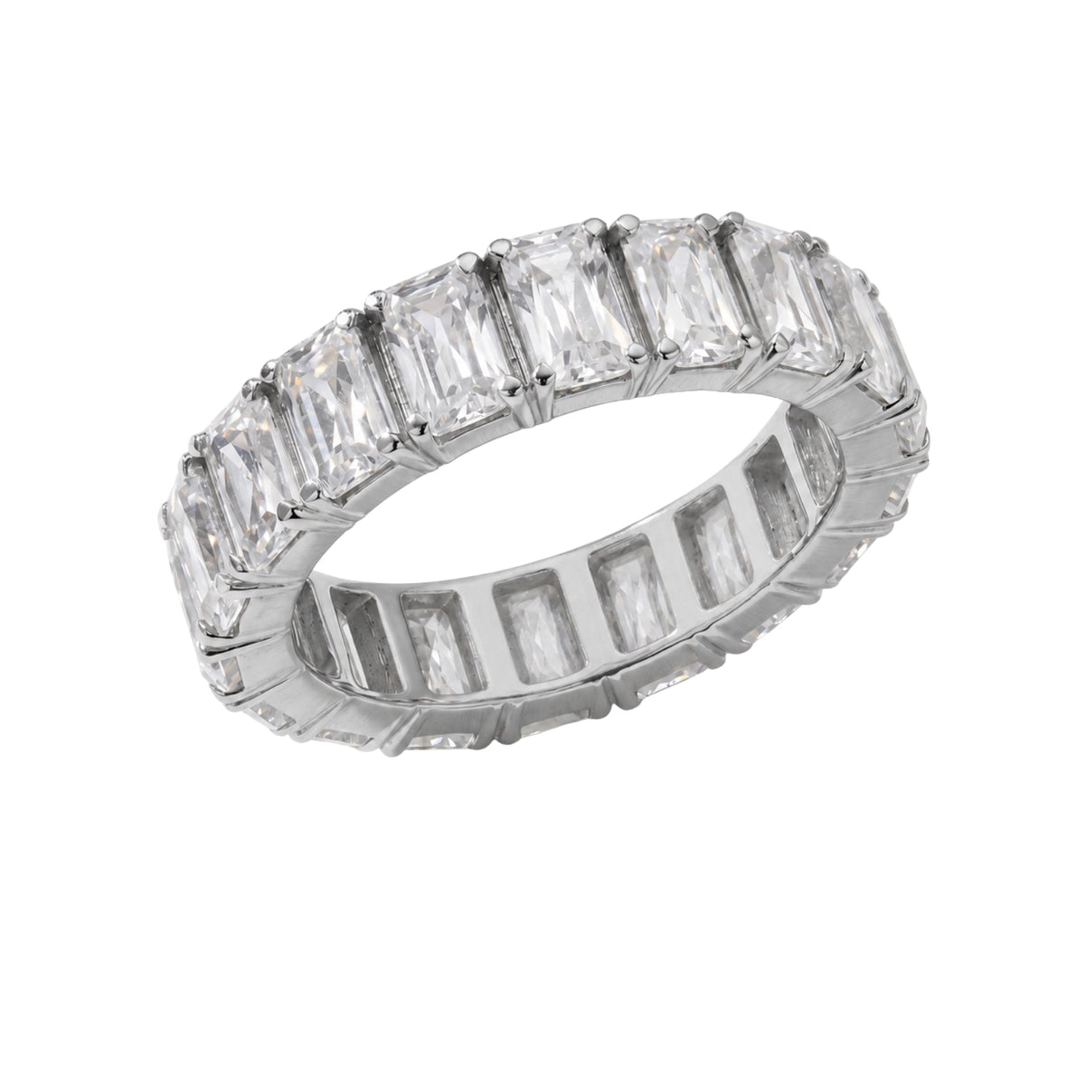 Lab-Grown Diamond Emerald-Cut Eternity Wedding Ring in 14K White Gold or 14K Yellow Gold