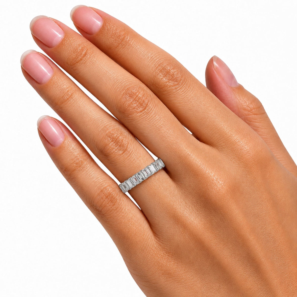 Lab-Grown Diamond Emerald-Cut Eternity Wedding Ring in 14K White Gold or 14K Yellow Gold