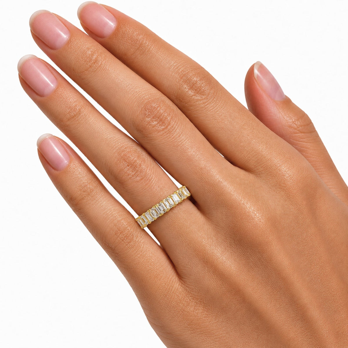 Lab-Grown Diamond Emerald-Cut Eternity Wedding Ring in 14K White Gold or 14K Yellow Gold