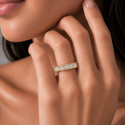 Lab-Grown Diamond Emerald-Cut Eternity Wedding Ring in 14K White Gold or 14K Yellow Gold