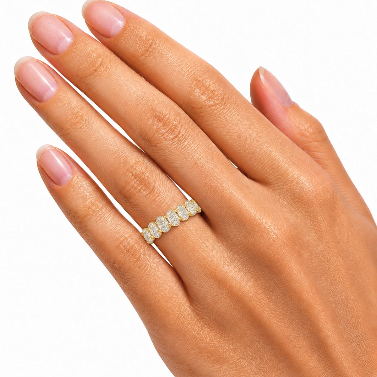 Lab-Grown Diamond Oval Eternity Wedding Ring in 14K White Gold or 14K Yellow Gold