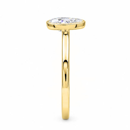 1 to 6 ct. T.W. Lab-Grown Diamond Pear Cut Solitaire Bezel Engagement Ring in 14K White Gold or 14K Yellow Gold