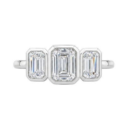 2.5 ct. T.W. Lab-Grown Diamond Emerald-Cut Three-Stone Engagement Ring in 14K White Gold or 14K Yellow Gold