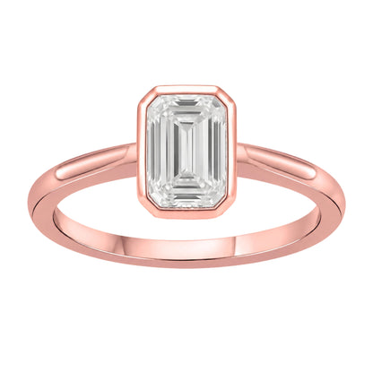 1 to 6 ct. T.W. Lab-Grown Diamond Emerald-Cut Solitaire Bezel Engagement Ring in 14K White Gold or 14K Yellow Gold