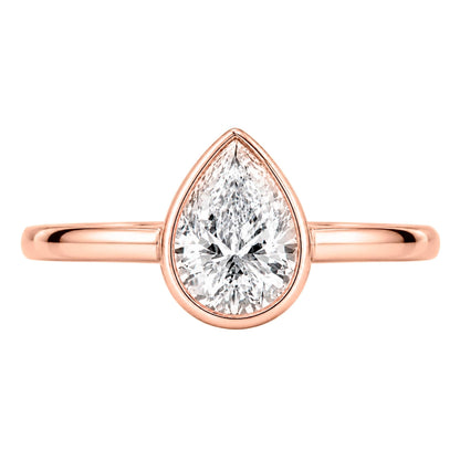 1 to 6 ct. T.W. Lab-Grown Diamond Pear Cut Solitaire Bezel Engagement Ring in 14K White Gold or 14K Yellow Gold