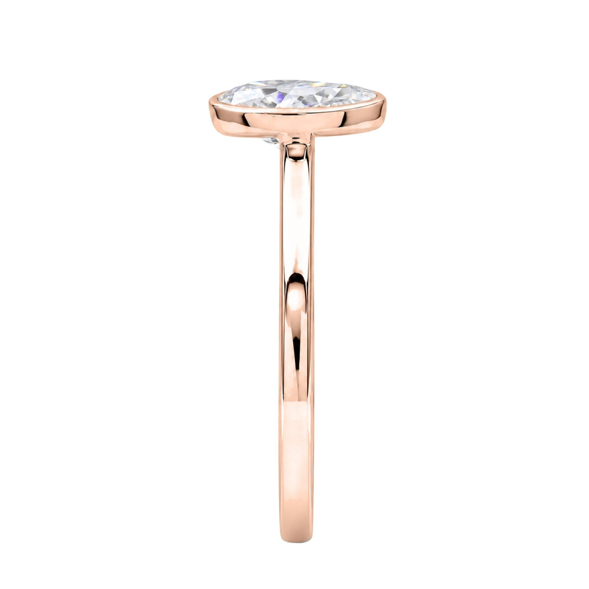 1 to 6 ct. T.W. Lab-Grown Diamond Pear Cut Solitaire Bezel Engagement Ring in 14K White Gold or 14K Yellow Gold