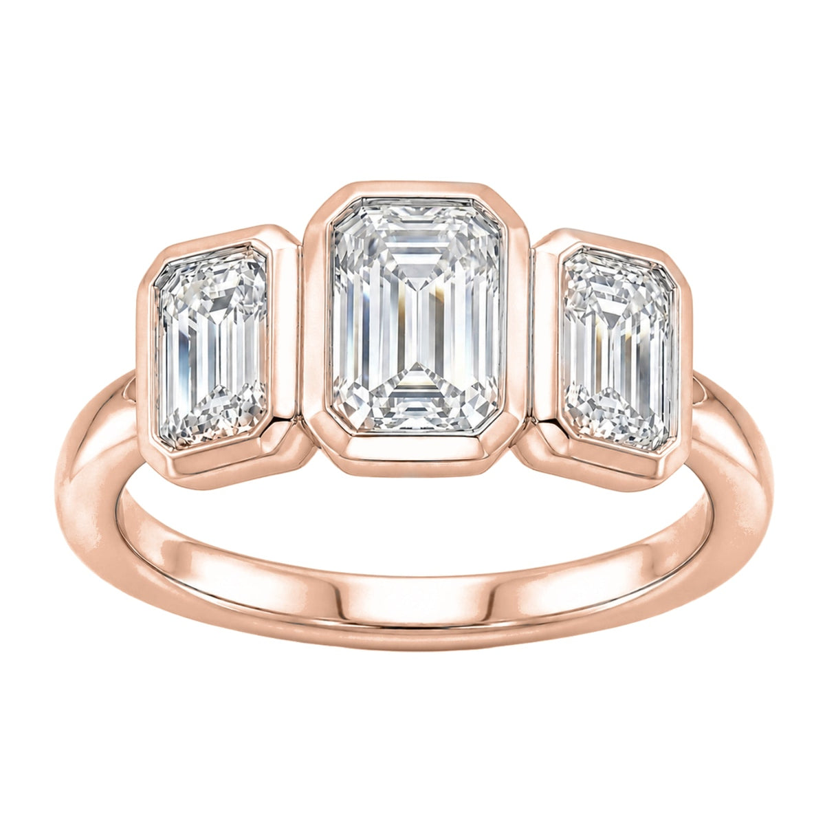 2.5 ct. T.W. Lab-Grown Diamond Emerald-Cut Three-Stone Engagement Ring in 14K White Gold or 14K Yellow Gold