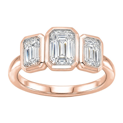 2.5 ct. T.W. Lab-Grown Diamond Emerald-Cut Three-Stone Engagement Ring in 14K White Gold or 14K Yellow Gold