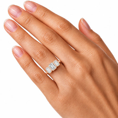 2.5 ct. T.W. Lab-Grown Diamond Emerald-Cut Three-Stone Engagement Ring in 14K White Gold or 14K Yellow Gold