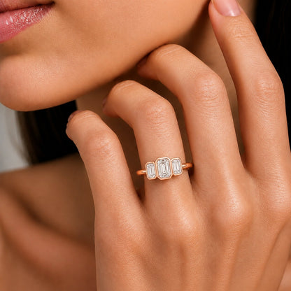 2.5 ct. T.W. Lab-Grown Diamond Emerald-Cut Three-Stone Engagement Ring in 14K White Gold or 14K Yellow Gold