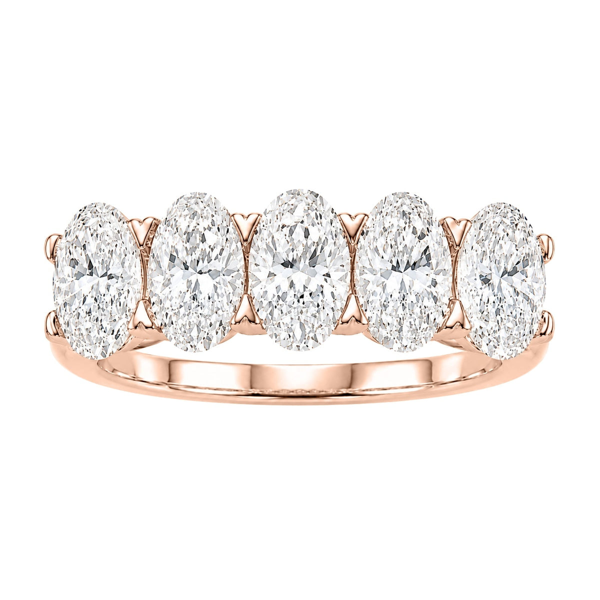 Lab-Grown Diamond Oval Five-Stone Wedding Ring in 14K White Gold or 14K Yellow Gold