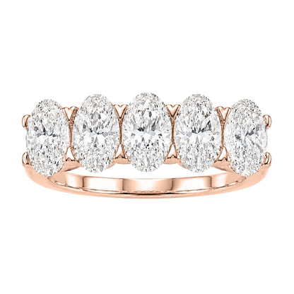 Lab-Grown Diamond Oval Five-Stone Wedding Ring in 14K White Gold or 14K Yellow Gold