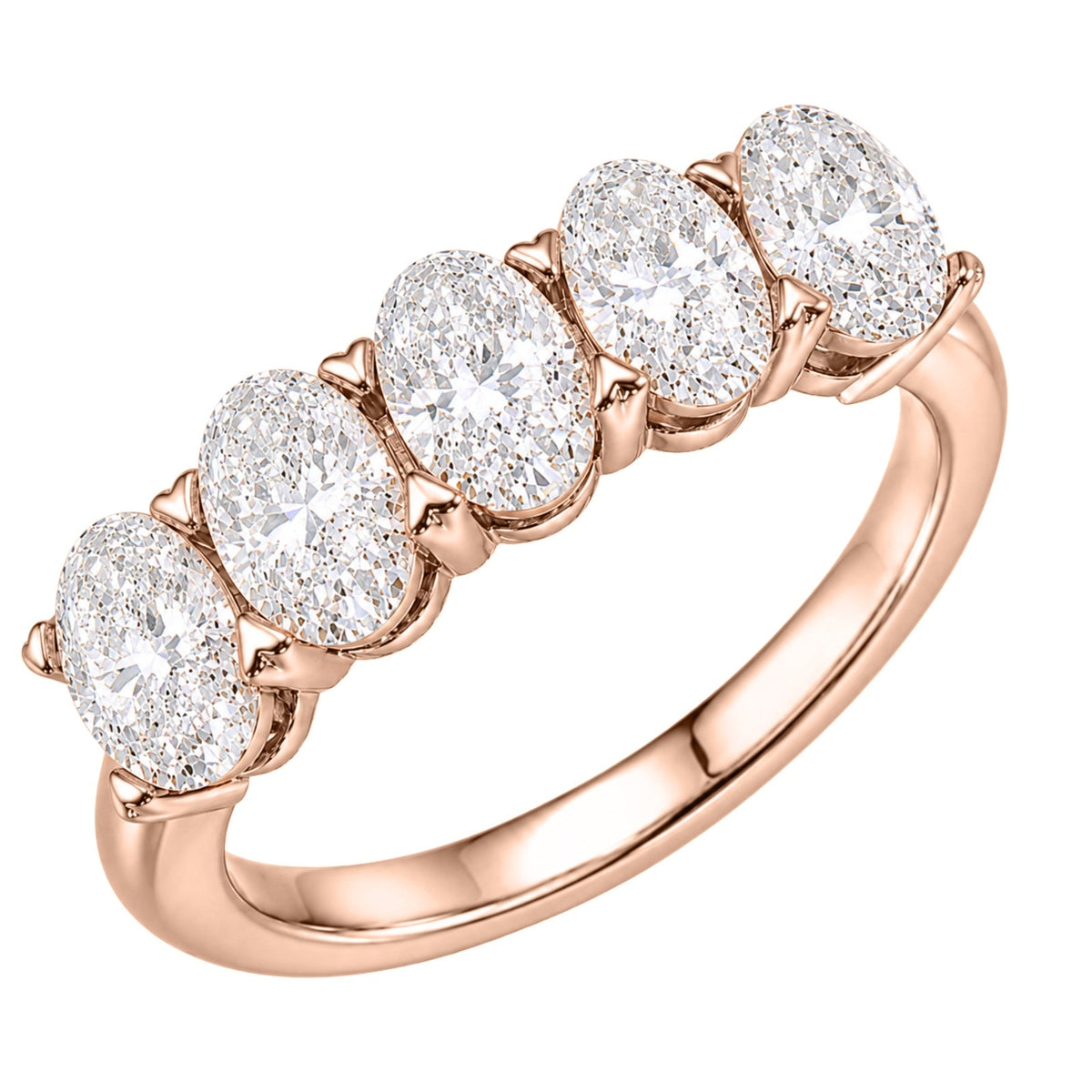 Lab-Grown Diamond Oval Five-Stone Wedding Ring in 14K White Gold or 14K Yellow Gold