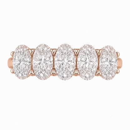 Lab-Grown Diamond Oval Five-Stone Wedding Ring in 14K White Gold or 14K Yellow Gold