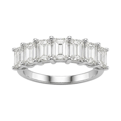 Lab-Grown Diamond Emerald-Cut Seven-Stone Wedding Ring in 14K White Gold or 14K Yellow Gold