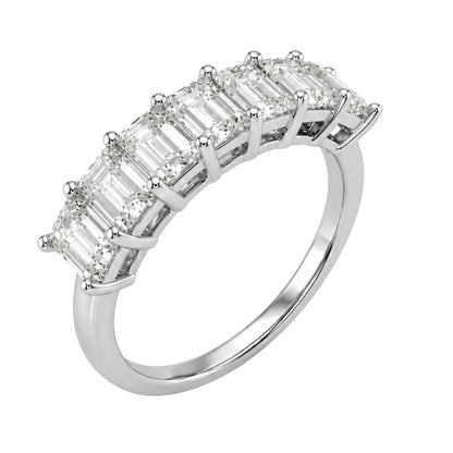 Lab-Grown Diamond Emerald-Cut Seven-Stone Wedding Ring in 14K White Gold or 14K Yellow Gold