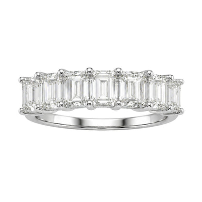 Lab-Grown Diamond Emerald-Cut Seven-Stone Wedding Ring in 14K White Gold or 14K Yellow Gold