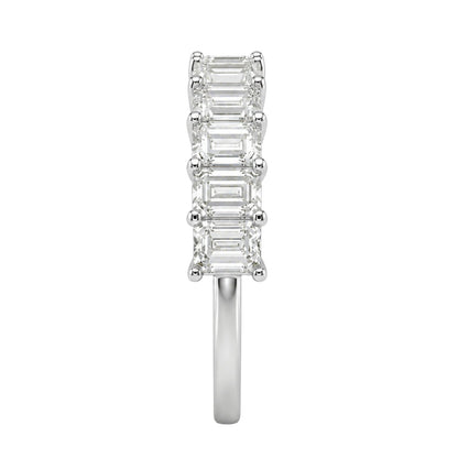 Lab-Grown Diamond Emerald-Cut Seven-Stone Wedding Ring in 14K White Gold or 14K Yellow Gold