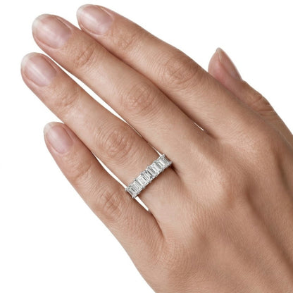 Lab-Grown Diamond Emerald-Cut Seven-Stone Wedding Ring in 14K White Gold or 14K Yellow Gold