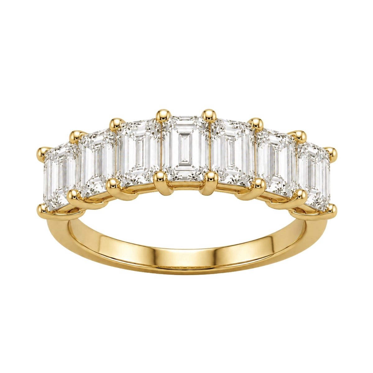 Lab-Grown Diamond Emerald-Cut Seven-Stone Wedding Ring in 14K White Gold or 14K Yellow Gold