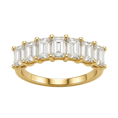 Lab-Grown Diamond Emerald-Cut Seven-Stone Wedding Ring in 14K White Gold or 14K Yellow Gold