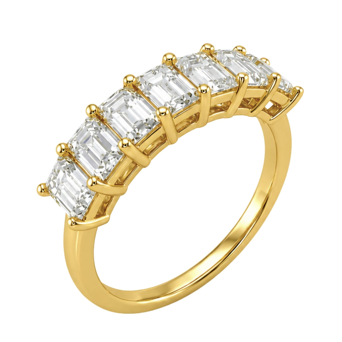 Lab-Grown Diamond Emerald-Cut Seven-Stone Wedding Ring in 14K White Gold or 14K Yellow Gold